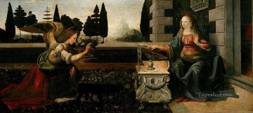 leonardo da vinci Painting - La Anunciación Leonardo da Vinci